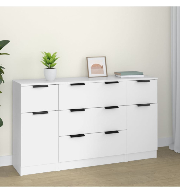 Buffets 3 pcs Blanc Bois d'ingénierie | Mobilier & Déco