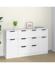 Buffets 3 pcs Blanc Bois d'ingénierie | Mobilier & Déco