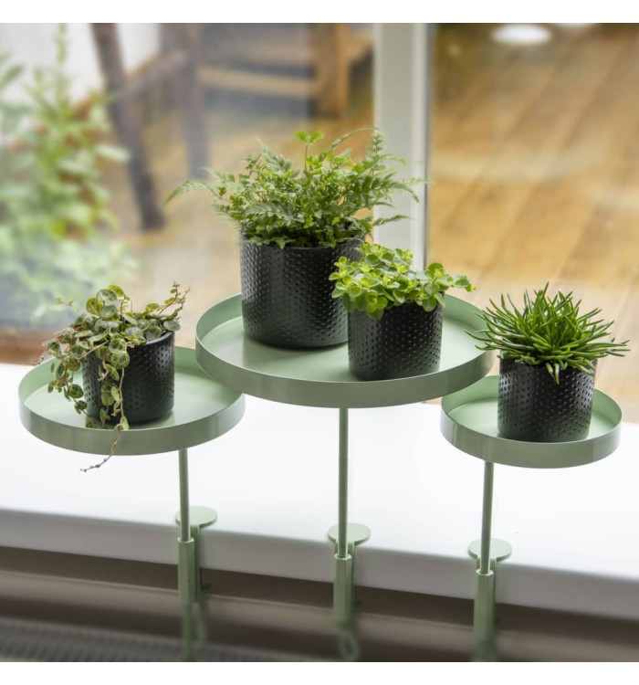 Esschert Design Plateau pour plantes avec pince rond vert L | Mobilier & Déco