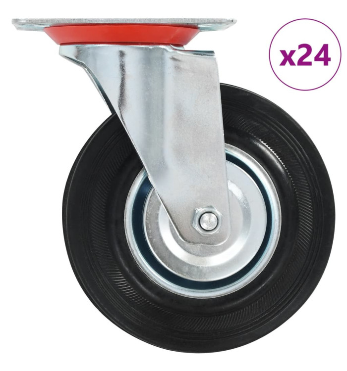 24 pcs Roulettes pivotantes 125 mm | Mobilier & Déco