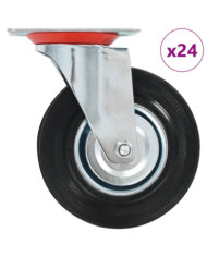24 pcs Roulettes pivotantes 125 mm | Mobilier & Déco
