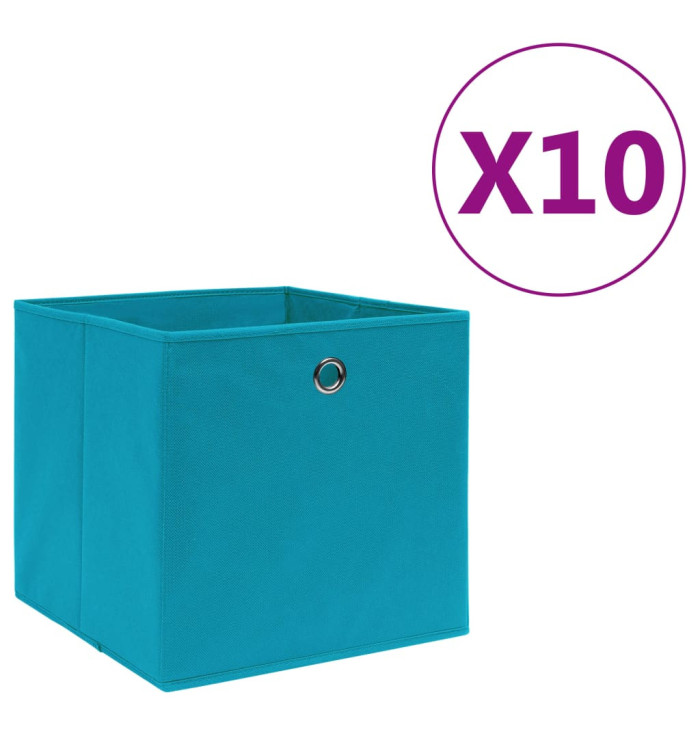Boîtes de rangement 10 pcs Tissu intissé 28x28x28 cm Bleu azuré | Mobilier & Déco