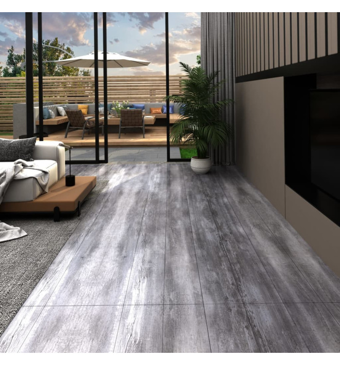 Dalles de plancher PVC autoadhésif 5,21 m² 2 mm gris bois mat | Mobilier & Déco