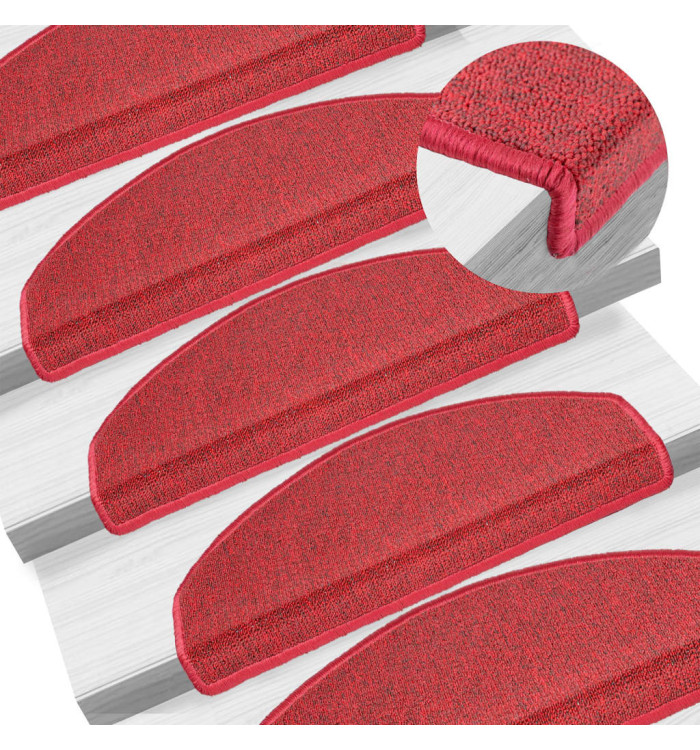 Tapis d'escalier 15 pcs Rouge bordeaux 65 x 24 x 4 cm | Mobilier & Déco