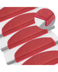 Tapis d'escalier 15 pcs Rouge bordeaux 65 x 24 x 4 cm | Mobilier & Déco