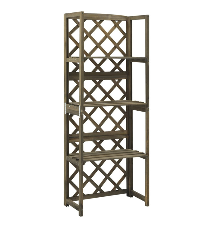 Treillis avec étagères Gris 55x30x140 cm Bois de sapin massif | Mobilier & Déco