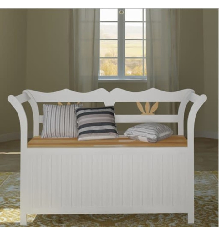 Banc de rangement 126x42x75 cm Bois Blanc | Mobilier & Déco
