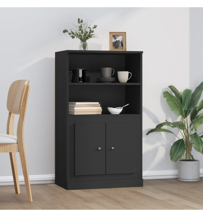 Buffet haut noir 60x35,5x103,5 cm bois d'ingénierie | Mobilier & Déco