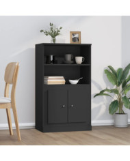 Buffet haut noir 60x35,5x103,5 cm bois d'ingénierie | Mobilier & Déco