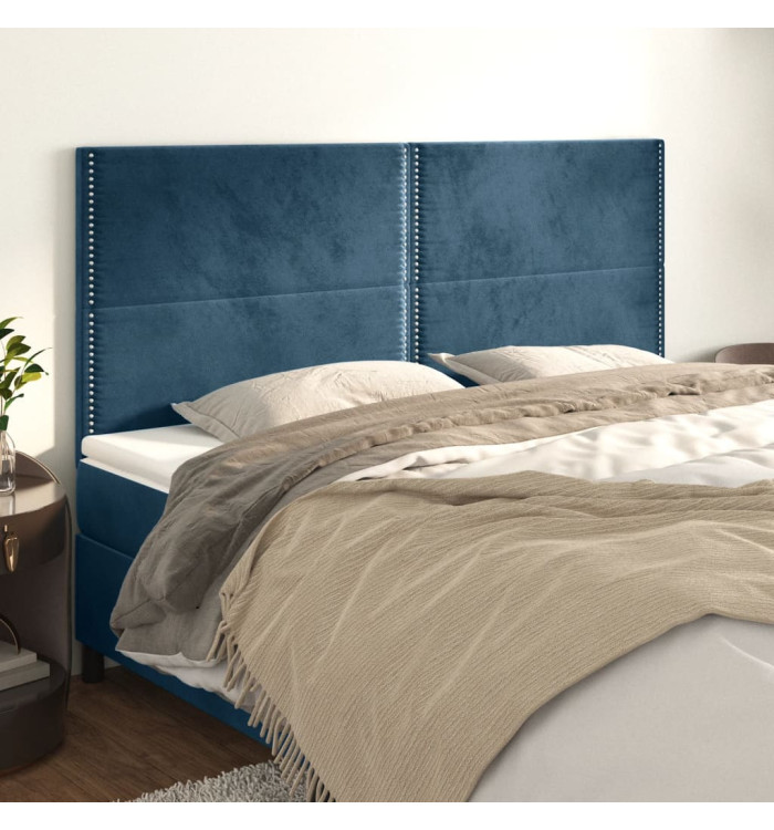 Têtes de lit 4 pcs Bleu foncé 100x5x78/88 cm Velours | Mobilier & Déco