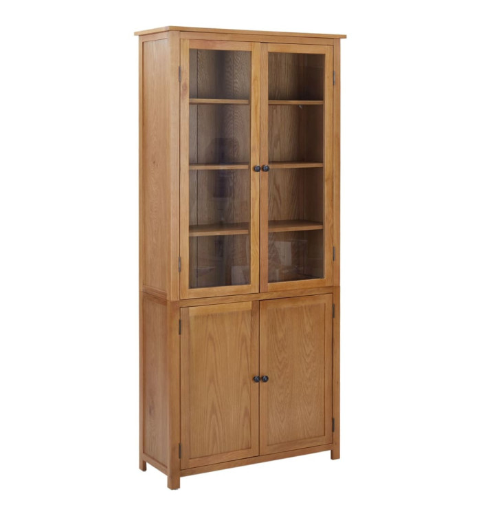 Bibliothèque avec 4 portes 90x35x200 cm Bois de chêne et verre | Mobilier & Déco