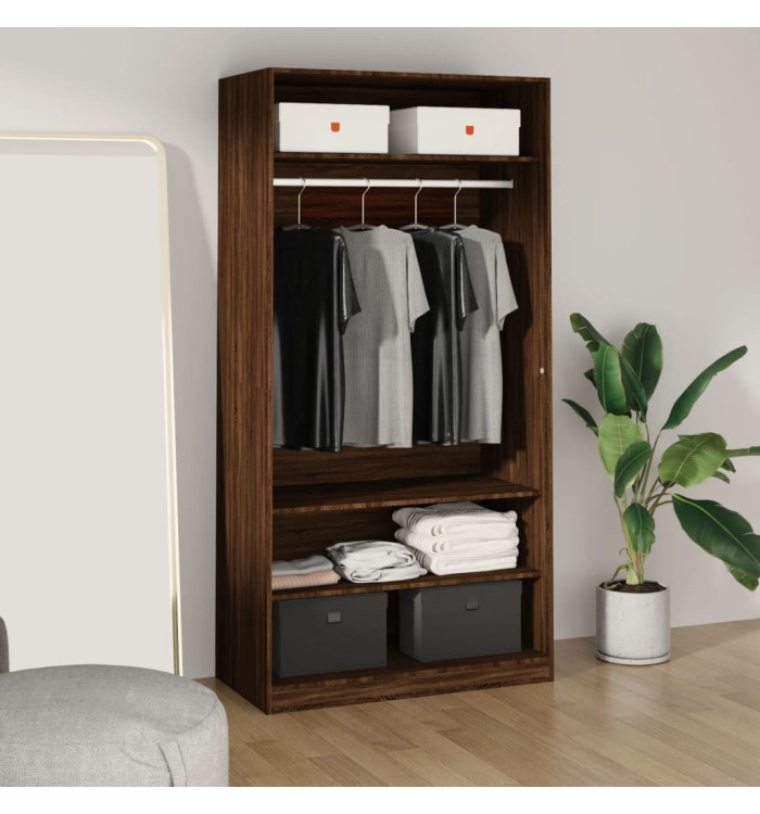 Garde-robe chêne marron 100x50x200 cm bois d'ingénierie | Mobilier & Déco