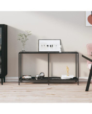 Table console Noir 140x35x75,5 cm Verre trempé | Mobilier & Déco