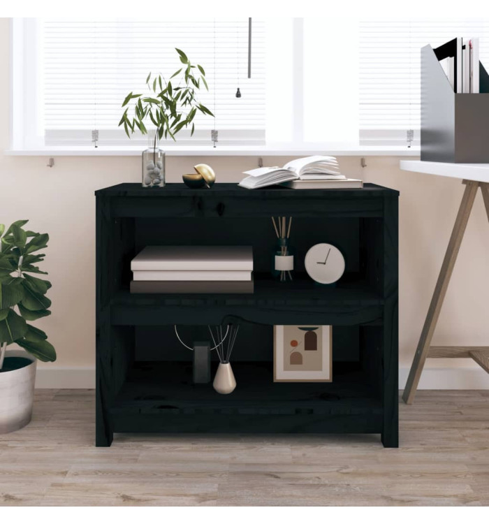 Bibliothèque Noir 80x35x68 cm Bois de pin massif | Mobilier & Déco