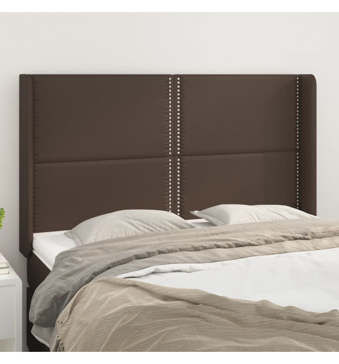 Tête de lit avec oreilles Marron 147x16x118/128 cm Similicuir | Mobilier & Déco