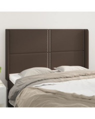 Tête de lit avec oreilles Marron 147x16x118/128 cm Similicuir | Mobilier & Déco