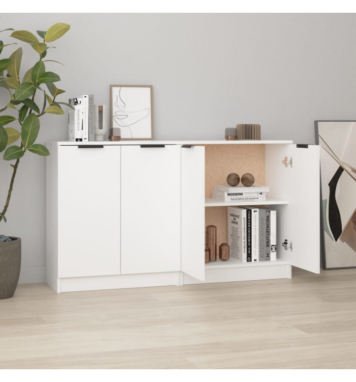 Buffets 2 pcs blanc 60x30x70 cm Bois d'ingénierie | Mobilier & Déco