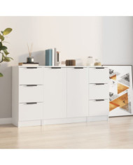 Buffets 3 pcs Blanc Bois d'ingénierie | Mobilier & Déco