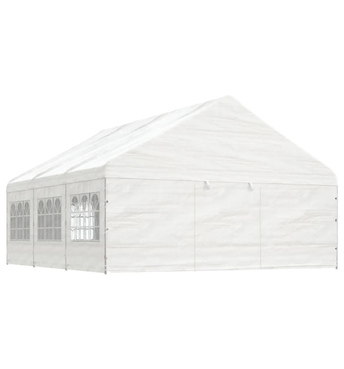 Belvédère avec toit blanc 6,69x5,88x3,75 m polyéthylène | Mobilier & Déco