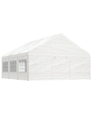 Belvédère avec toit blanc 6,69x5,88x3,75 m polyéthylène | Mobilier & Déco