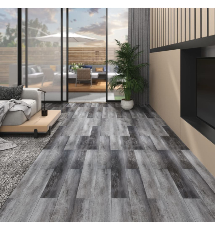 Planches de plancher PVC Non auto-adhésif 5,26 m² Gris brillant | Mobilier & Déco