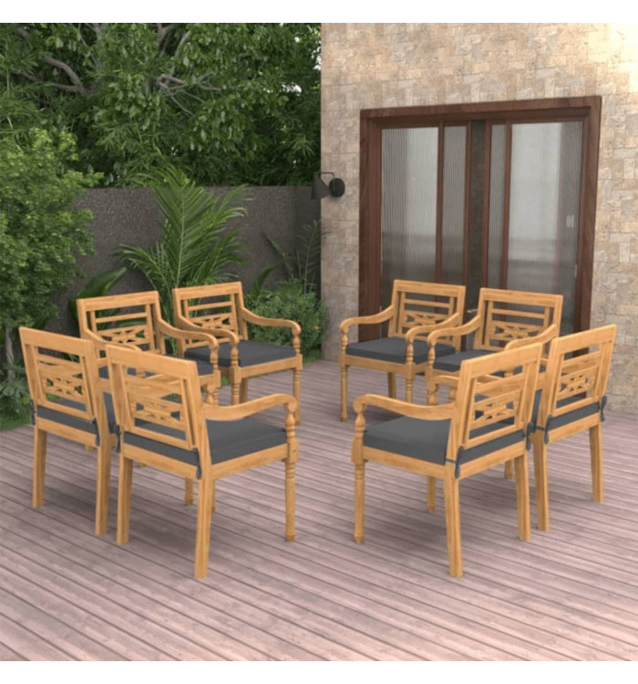 Chaises Batavia lot de 8 avec coussins Bois de teck solide | Mobilier & Déco