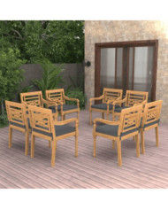 Chaises Batavia lot de 8 avec coussins Bois de teck solide | Mobilier & Déco