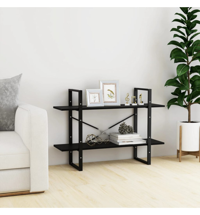 Bibliothèque à 2 niveaux Noir 100x30x70 cm Bois de pin massif | Mobilier & Déco