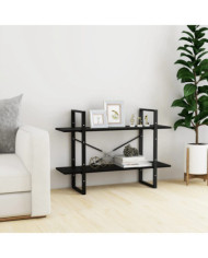 Bibliothèque à 2 niveaux Noir 100x30x70 cm Bois de pin massif | Mobilier & Déco