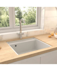 Évier de cuisine avec trou de trop-plein Blanc Granit | Mobilier & Déco