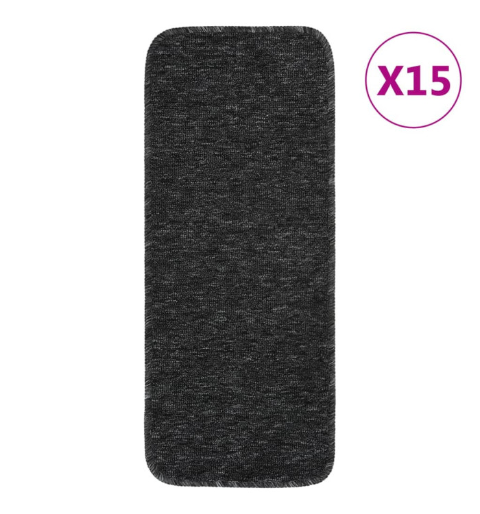 Tapis d'escalier 15 pcs 60x25 cm Anthracite Rectangulaire | Mobilier & Déco