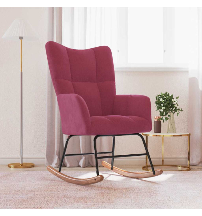 Chaise à bascule Rouge bordeaux Velours | Mobilier & Déco
