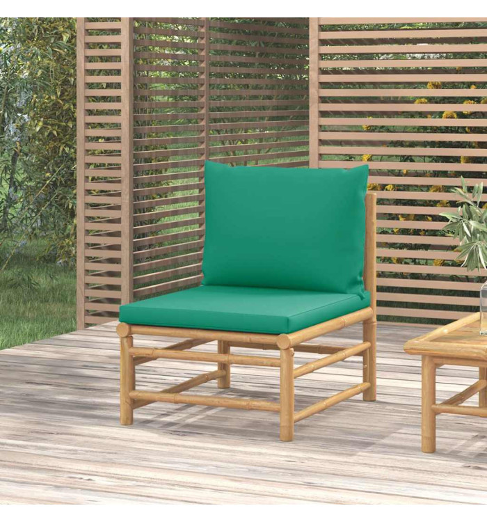 Canapé central de jardin avec coussins vert bambou | Mobilier & Déco