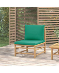 Canapé central de jardin avec coussins vert bambou | Mobilier & Déco