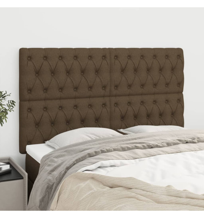 Têtes de lit 4 pcs Marron foncé 72x7x78/88 cm Tissu | Mobilier & Déco