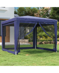 Tente de fête avec 4 parois latérales en maille Bleu 3x3 m PEHD | Mobilier & Déco
