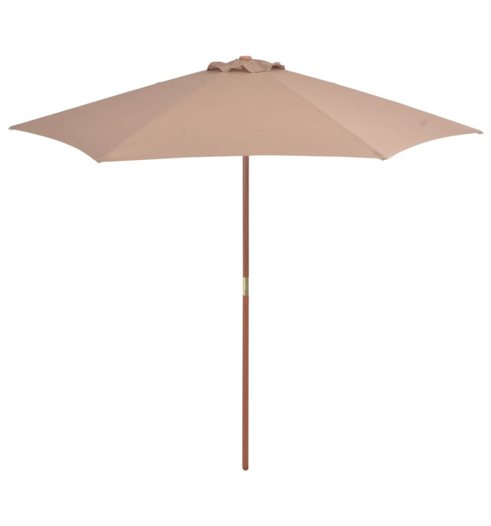 Parasol d'extérieur avec mât en bois 270 cm taupe | Mobilier & Déco