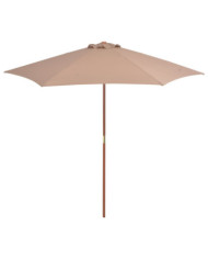 Parasol d'extérieur avec mât en bois 270 cm taupe | Mobilier & Déco
