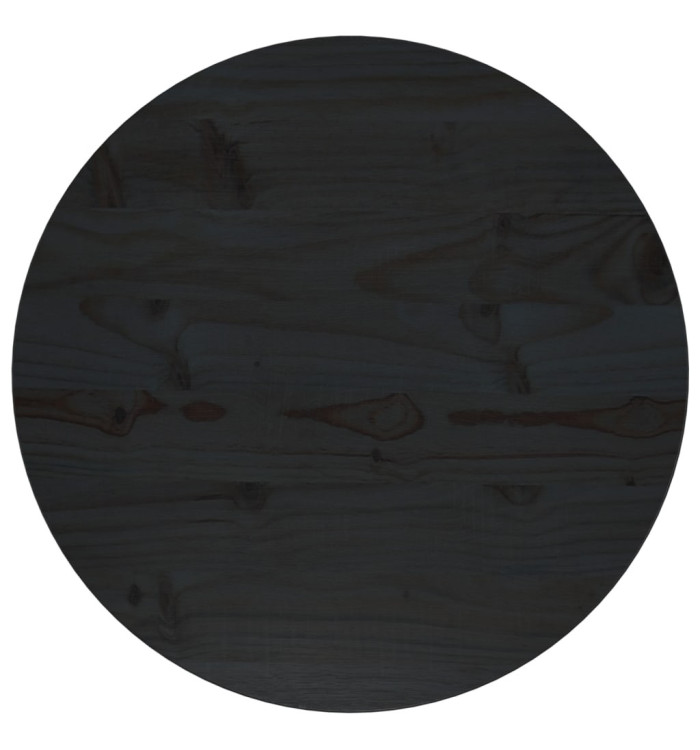 Dessus de table Noir Ø50x2,5 cm Bois de pin massif | Mobilier & Déco