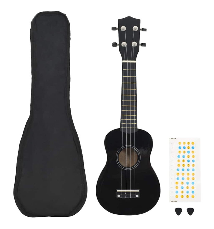 Jeu de ukulélé soprano avec sac pour enfants Noir 21" | Mobilier & Déco