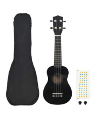 Jeu de ukulélé soprano avec sac pour enfants Noir 21" | Mobilier & Déco