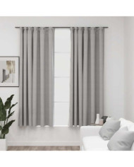 Rideaux occultants aspect lin avec crochets 2pcs Gris 140x175cm | Mobilier & Déco