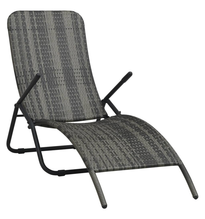 Chaise longue pliable Résine tressée Gris | Mobilier & Déco