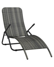 Chaise longue pliable Résine tressée Gris | Mobilier & Déco
