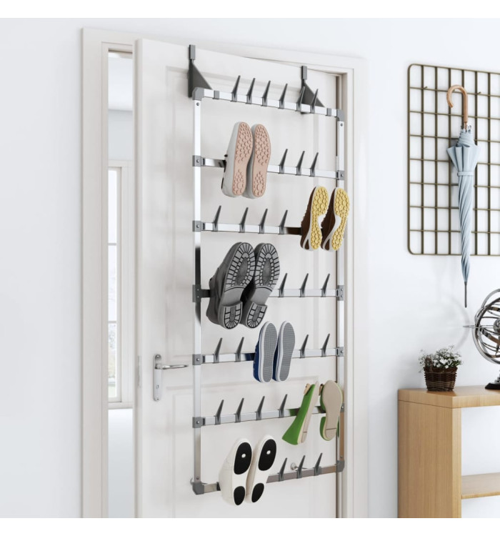 Étagère à chaussures suspendue Argenté 66x13x139 cm | Mobilier & Déco