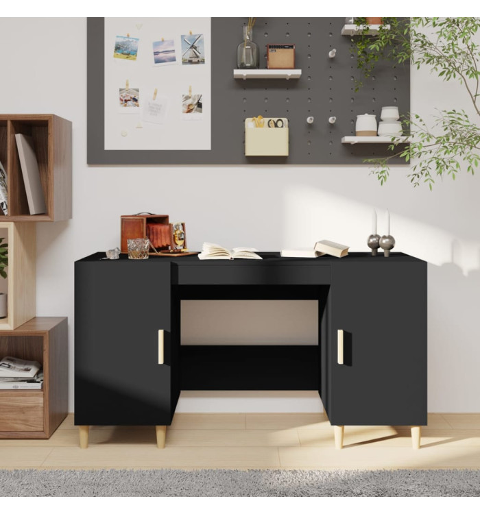 Bureau Noir 140x50x75 cm Bois d'ingénierie | Mobilier & Déco