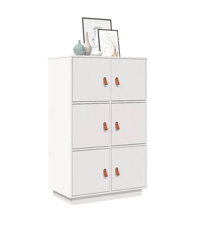Buffet haut Blanc 67x40x108,5 cm Bois massif de pin | Mobilier & Déco