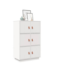 Buffet haut Blanc 67x40x108,5 cm Bois massif de pin | Mobilier & Déco