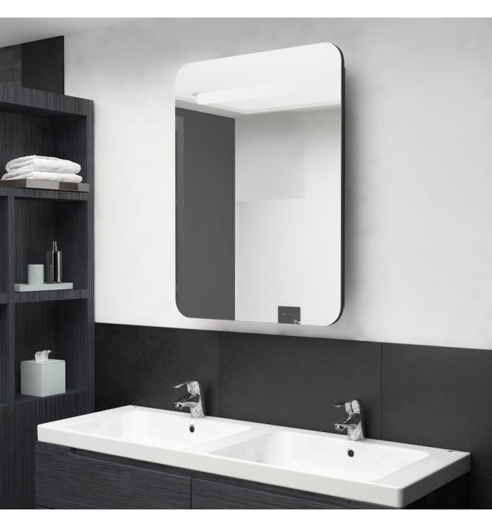 Armoire de salle de bain à miroir LED noir 60x11x80 cm | Mobilier & Déco