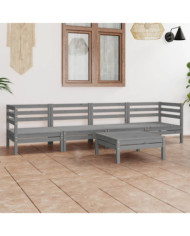 Salon de jardin 5 pcs Gris Bois de pin massif | Mobilier & Déco